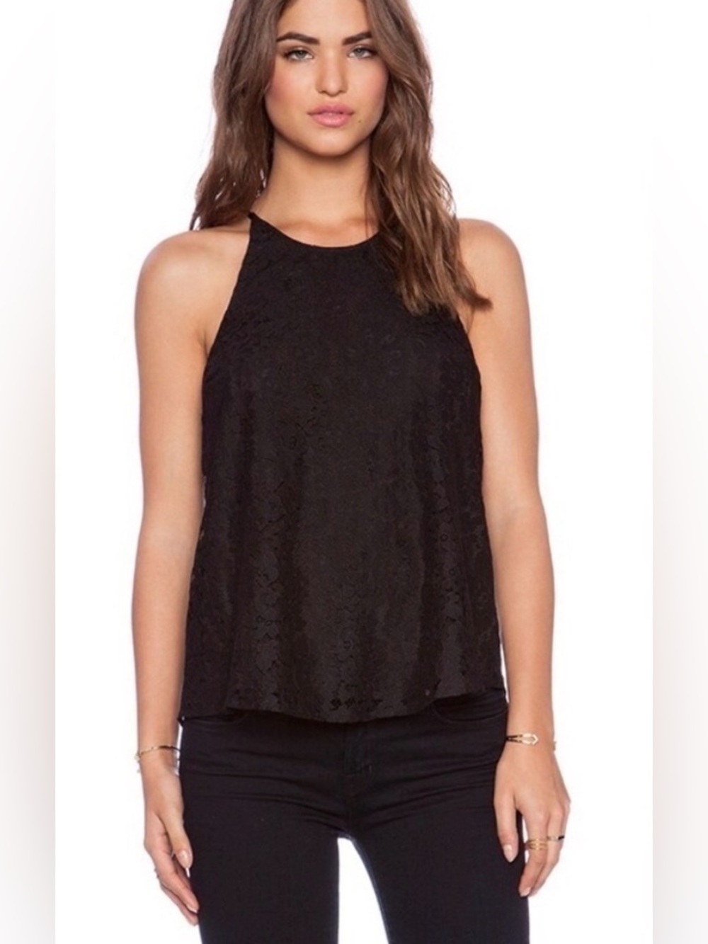 Joie Cualli Lined Lace Halter Tank – Black – Size S